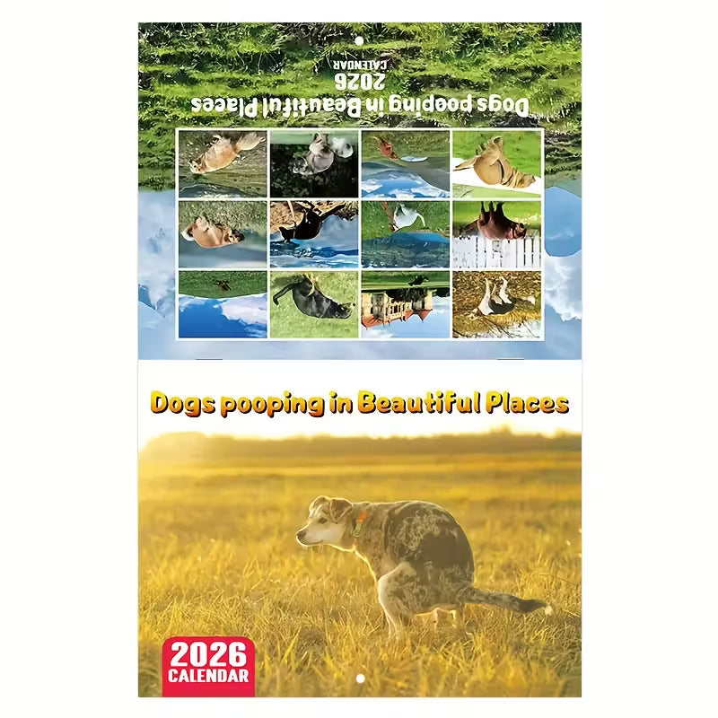 Calendar of dogs pooping in beautiful places