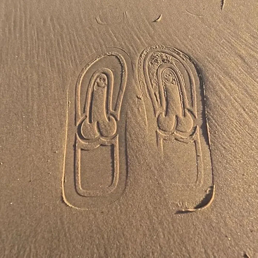Cock print flip flops