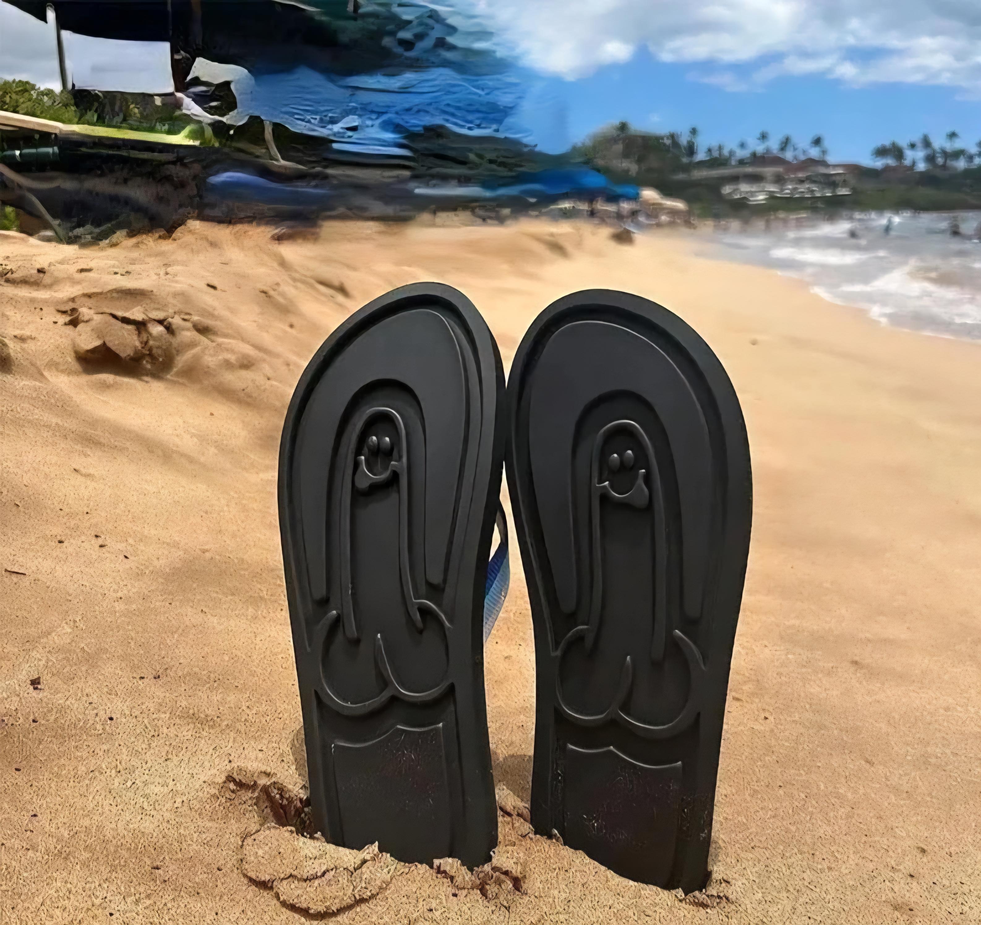 Cock print flip flops