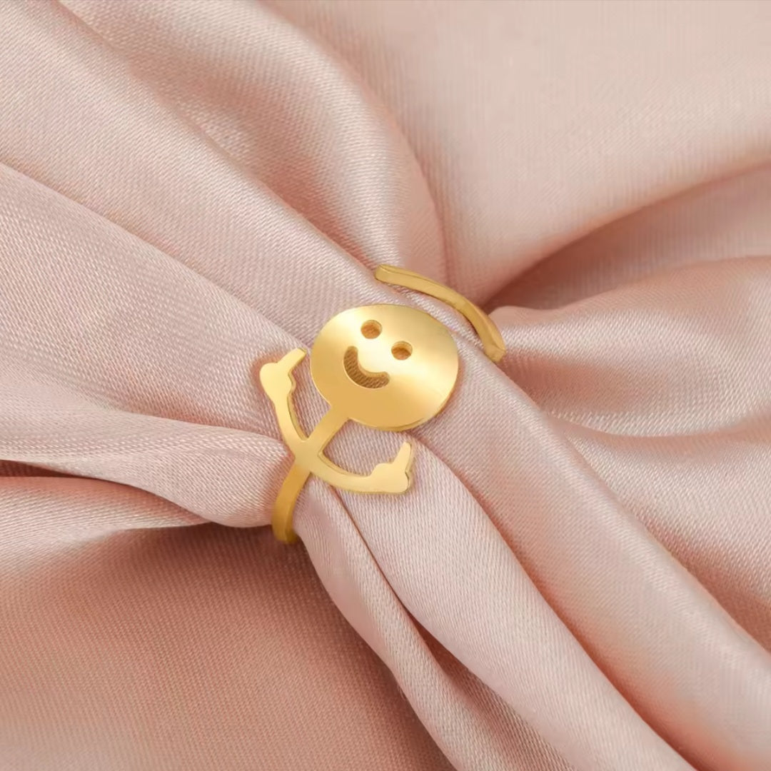 Stickman-Mittelfingerring an der Seite