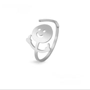 Stickman-Mittelfingerring an der Seite