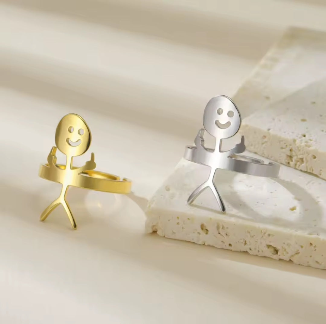 Stickman Mittelfingerring
