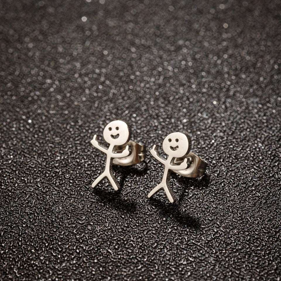 Boucles d'oreilles Stickman doigt d'honneur