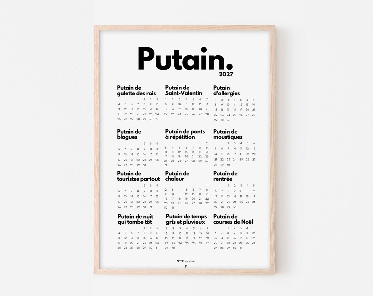 Calendrier Putain 2027 à imprimer