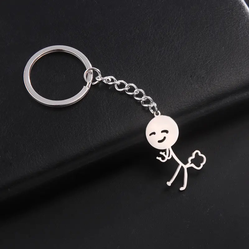 Porte-clés Stickman Pet couleur argent