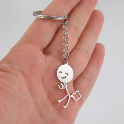 Silver Color Stickman Pet Keychain