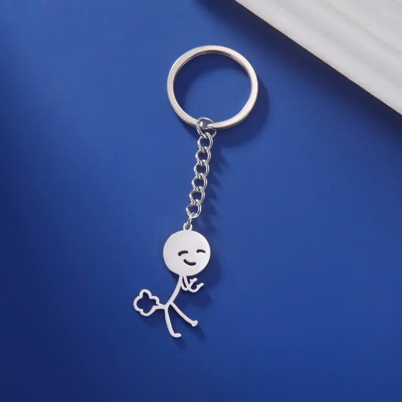 Porte-clés Stickman Pet couleur argent