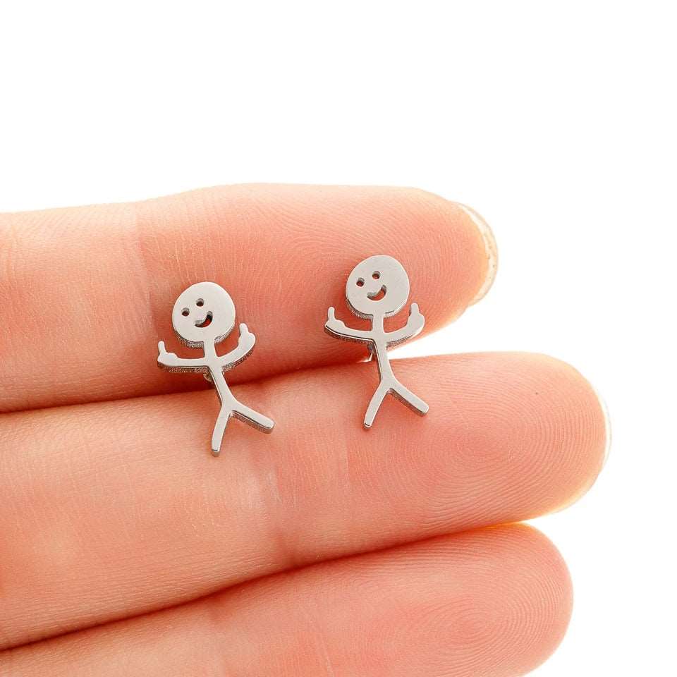 Boucles d'oreilles Stickman doigt d'honneur