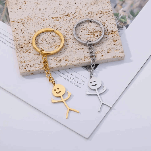Porte-clés Stickman Doigt d'honneur couleur argent