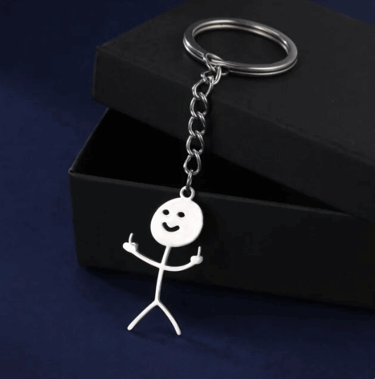 Porte-clés Stickman Doigt d'honneur couleur argent