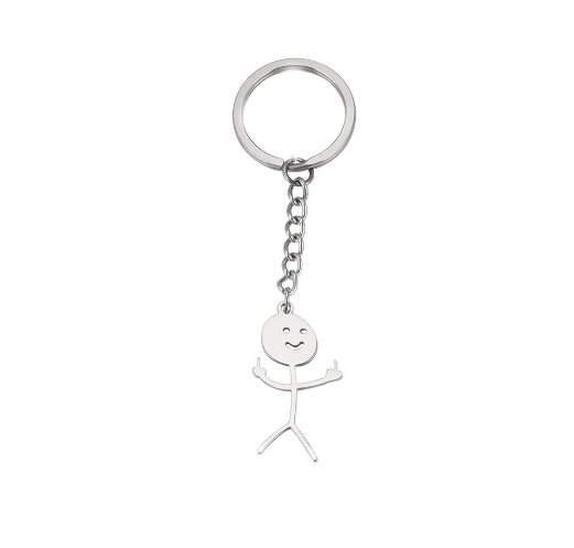 Silver Color Stickman Middle Finger Keychain