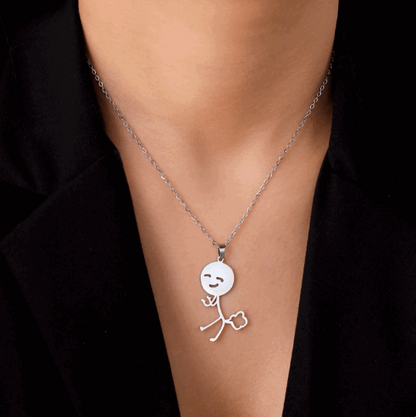 Collier Pendentif Stickman pète couleur argent