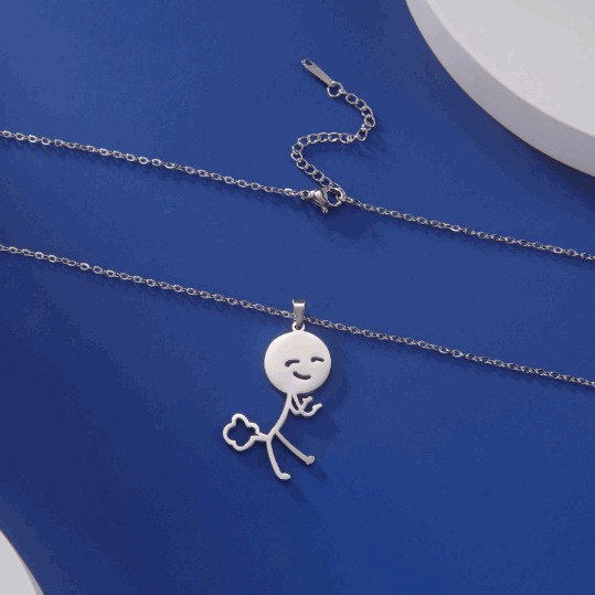 Collier Pendentif Stickman pète couleur argent