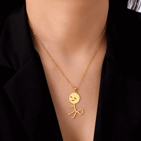 Collier Pendentif Stickman pète couleur or