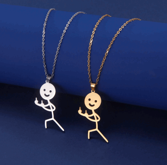 Fashion (Necklace)Hip Hop Fxck You Doodle Stainless Steel Necklace For Man  Woman Titanium Middle Finger Stickman Pendant Party Gift Necklaces MAA @  Best Price Online | Jumia Egypt