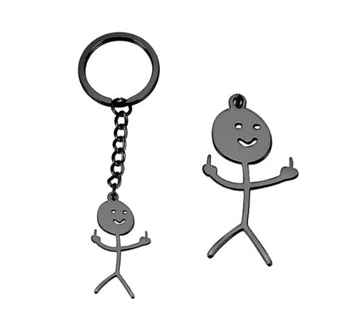 Porte-clés Stickman Doigt d'honneur couleur noir