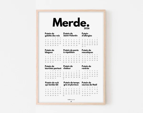 Calendrier de Merde 2026 à imprimer
