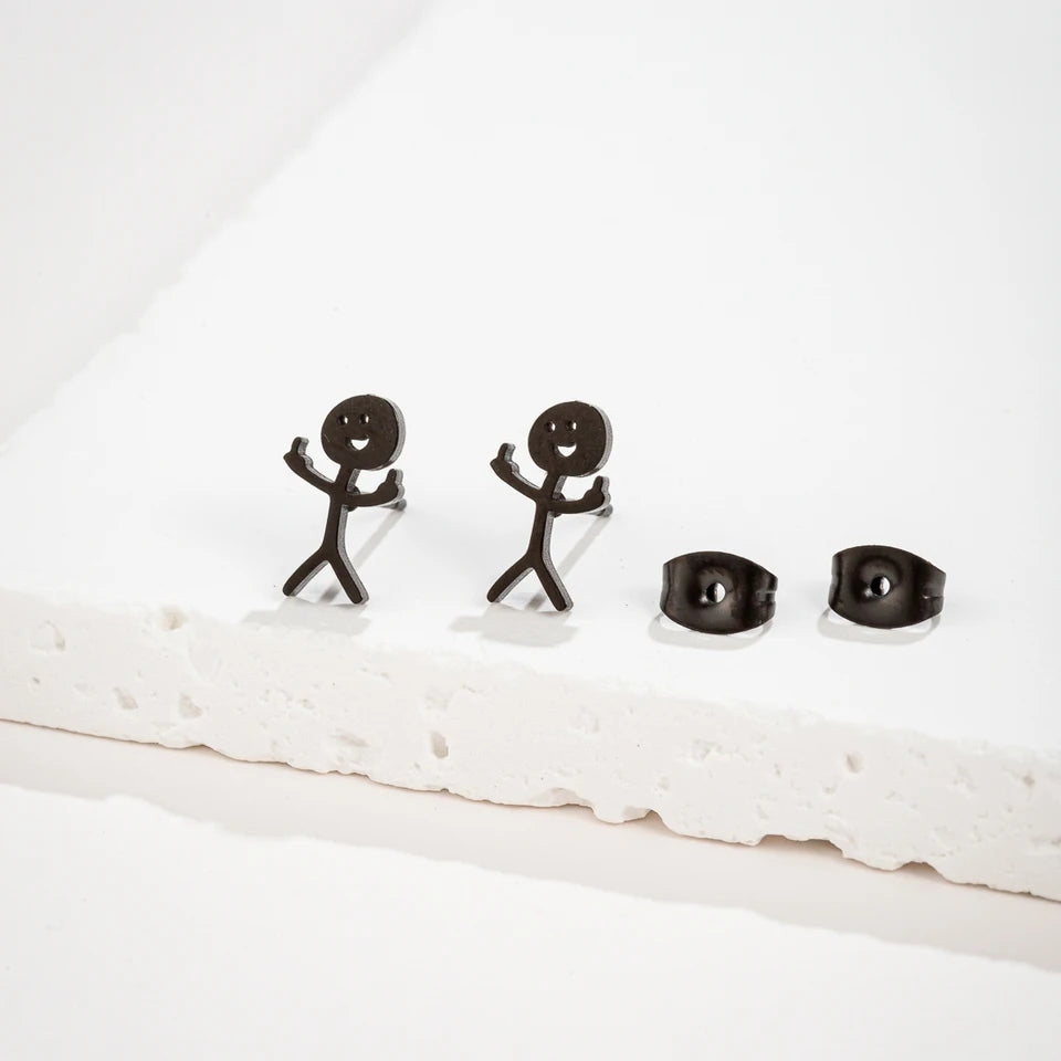 Boucles d'oreilles Stickman doigt d'honneur