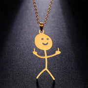 Collier Pendentif Stickman Doigt d'honneur couleur or