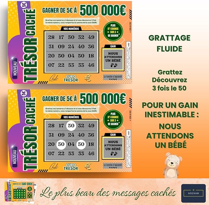 Faux ticket à gratter Annonce de grossesse