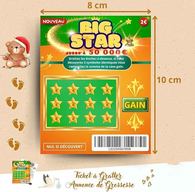 Faux ticket à gratter pour annoncer une grossesse