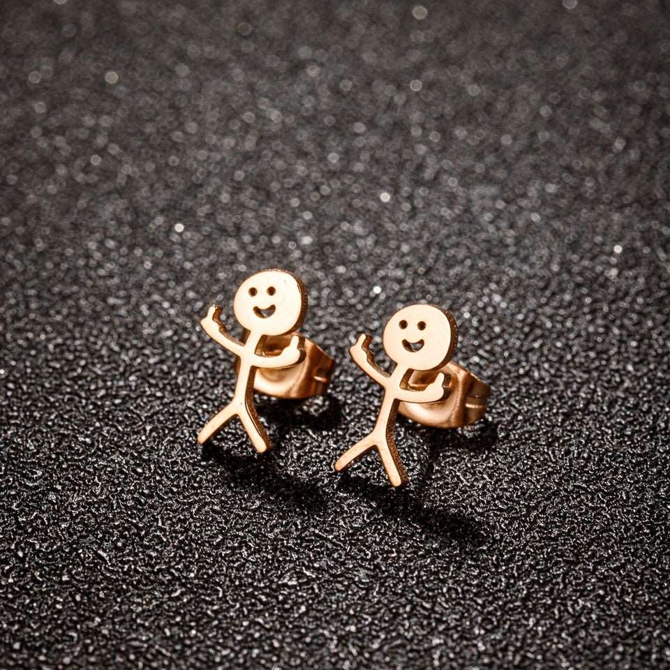 Boucles d'oreilles Stickman doigt d'honneur
