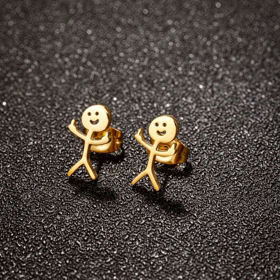 Boucles d'oreilles Stickman doigt d'honneur