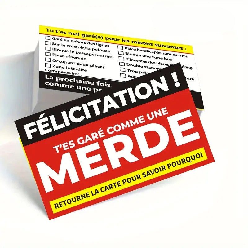 Cartes Félicitation, t'es garé comme une merde