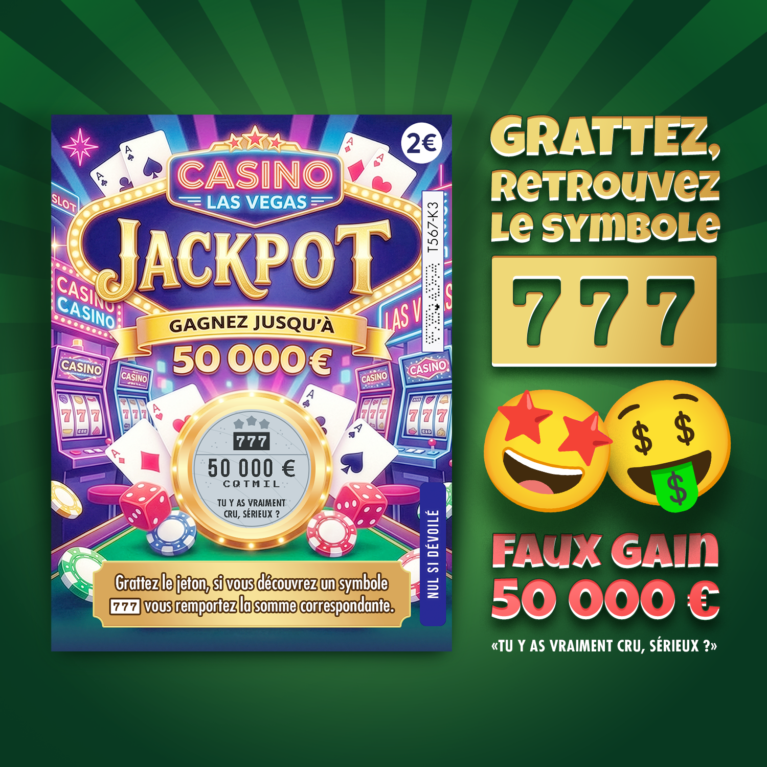 Faux ticket à gratter Jackpot