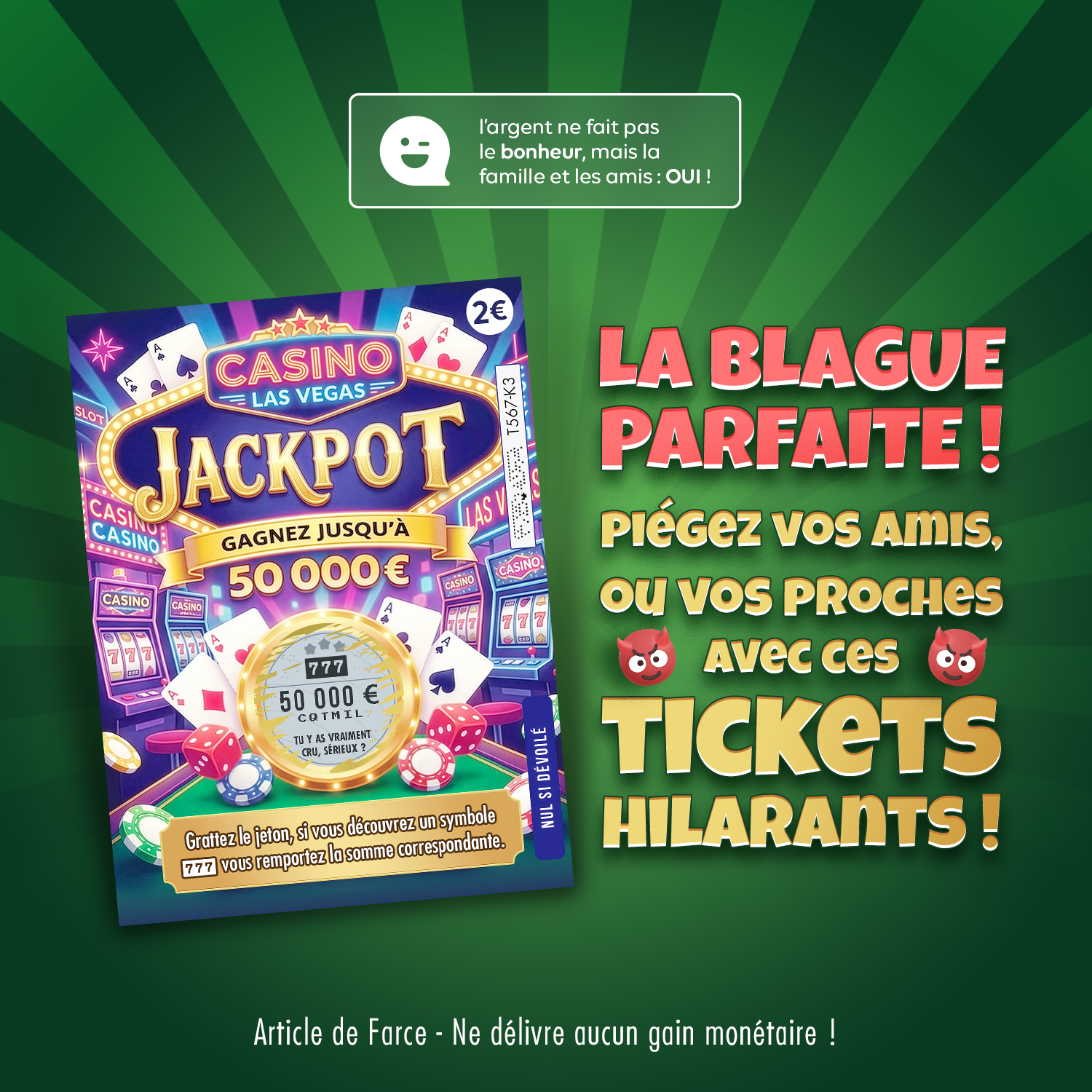 Faux ticket à gratter Jackpot