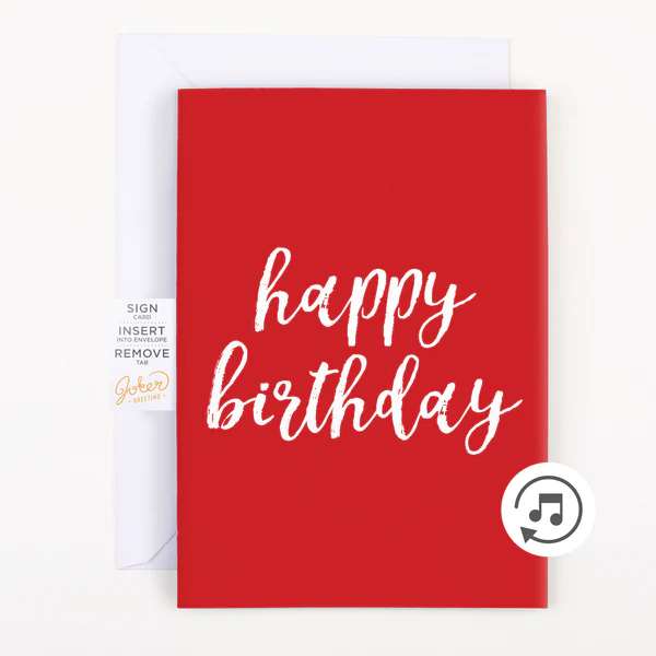 Carte "Happy Birthday" musique sans fin et paillettes