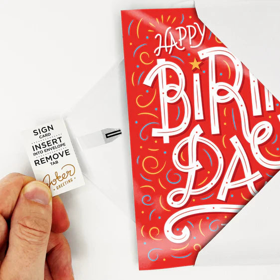 Carte "Happy Birthday" musique sans fin et paillettes