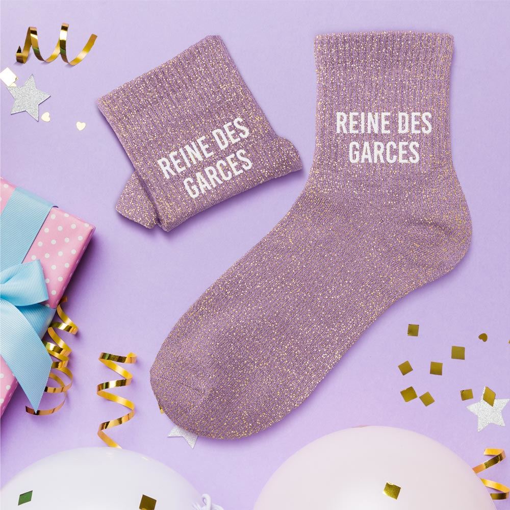 Glitzersocken für Damen mit Botschaft