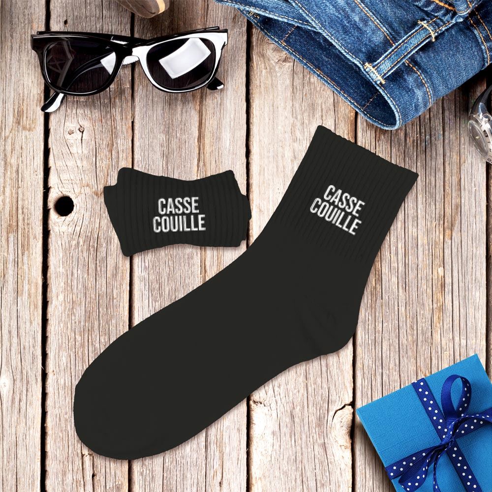Chaussettes noires pour homme à message