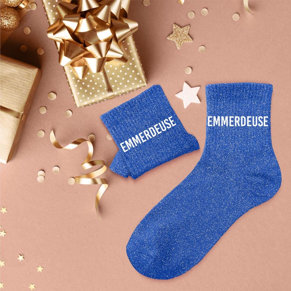 Glitzersocken für Damen mit Botschaft