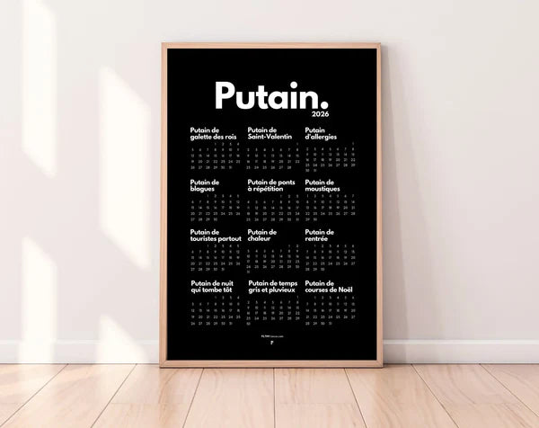 Calendrier Putain 2026 à imprimer