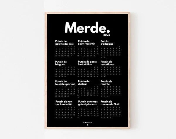 Calendrier de Merde 2026 à imprimer