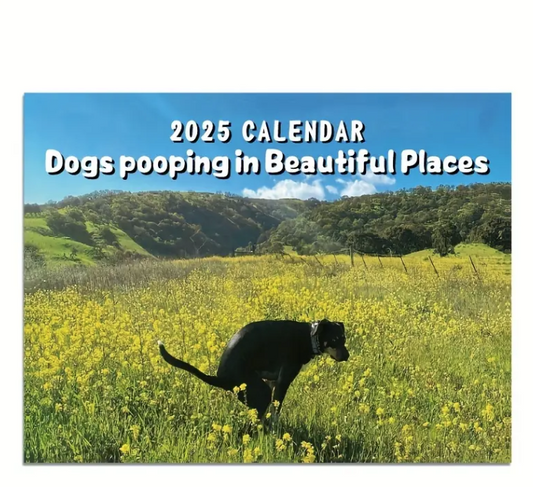 2025 Calendar of Dogs Pooping in Beautiful Places