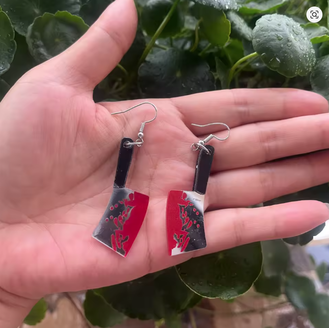 Boucles d’oreilles Hachoir ensanglanté