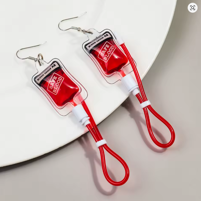 Boucles d'oreilles poche de sang