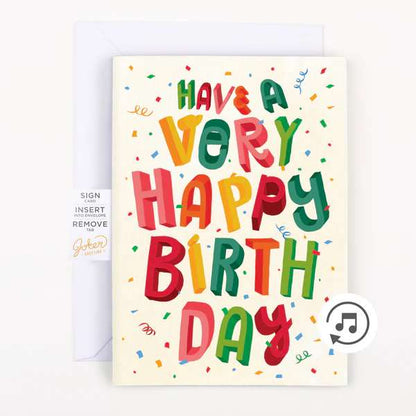 Carte "Happy Birthday" bruit de pet sans fin et paillettes