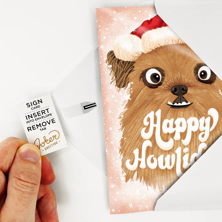 "Merry Christmas" card with endless singing dog and glitter