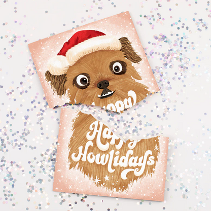 "Merry Christmas" card with endless singing dog and glitter