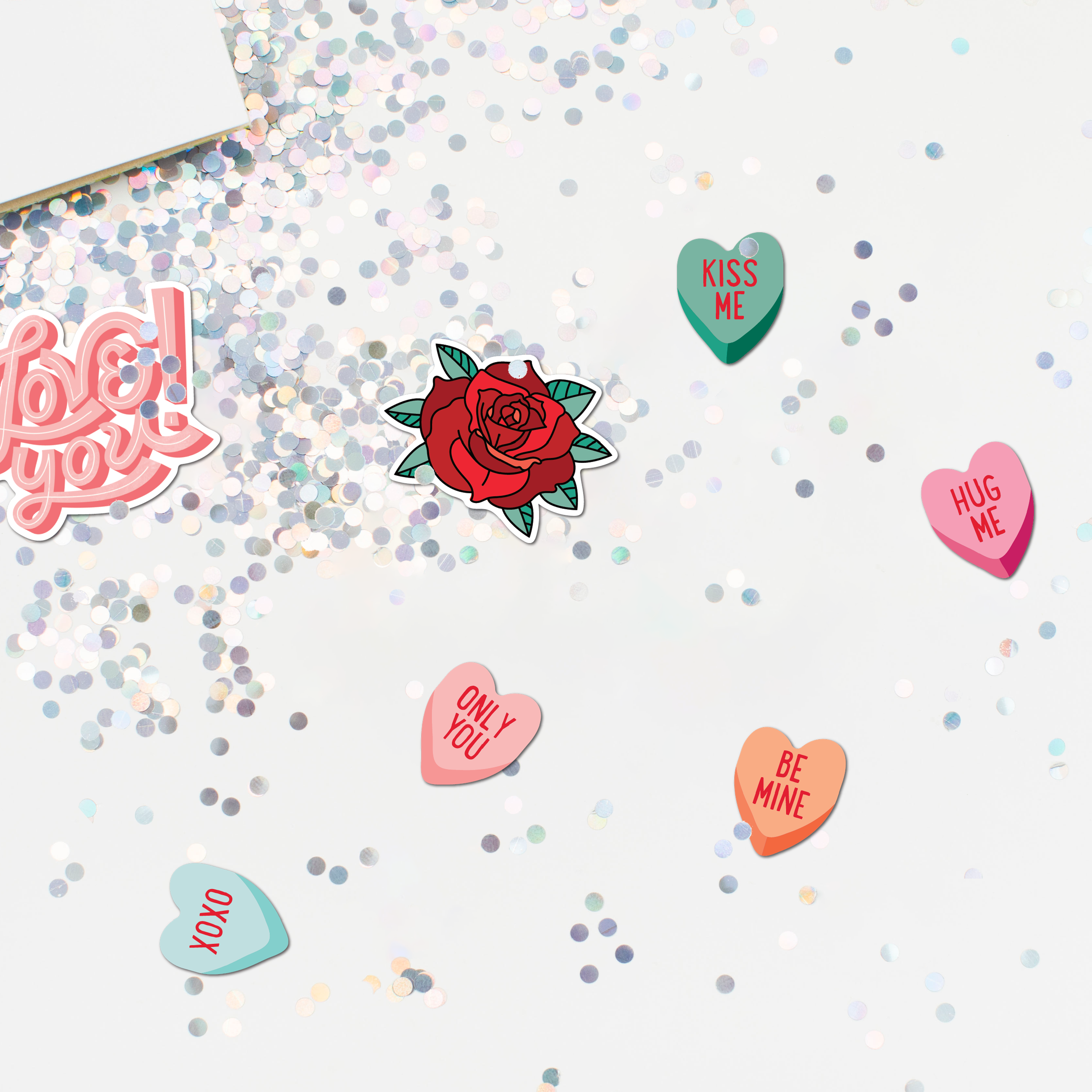 Carte "I Love You" musique sans fin et paillettes