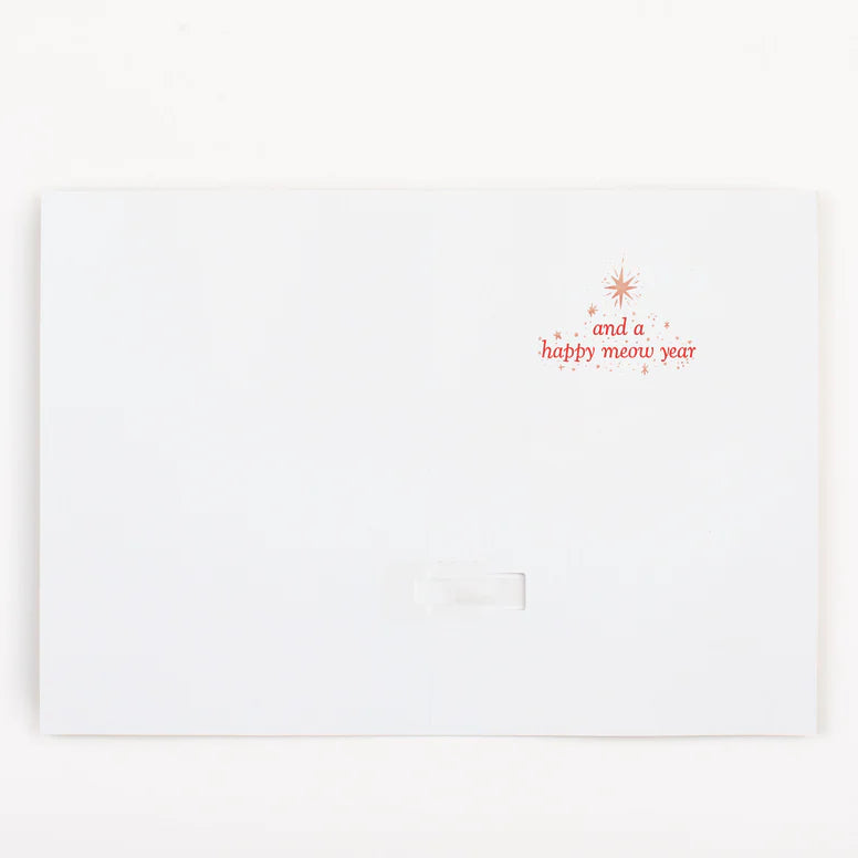 Carte "Joyeux Noël" chat qui chante sans fin et paillettes