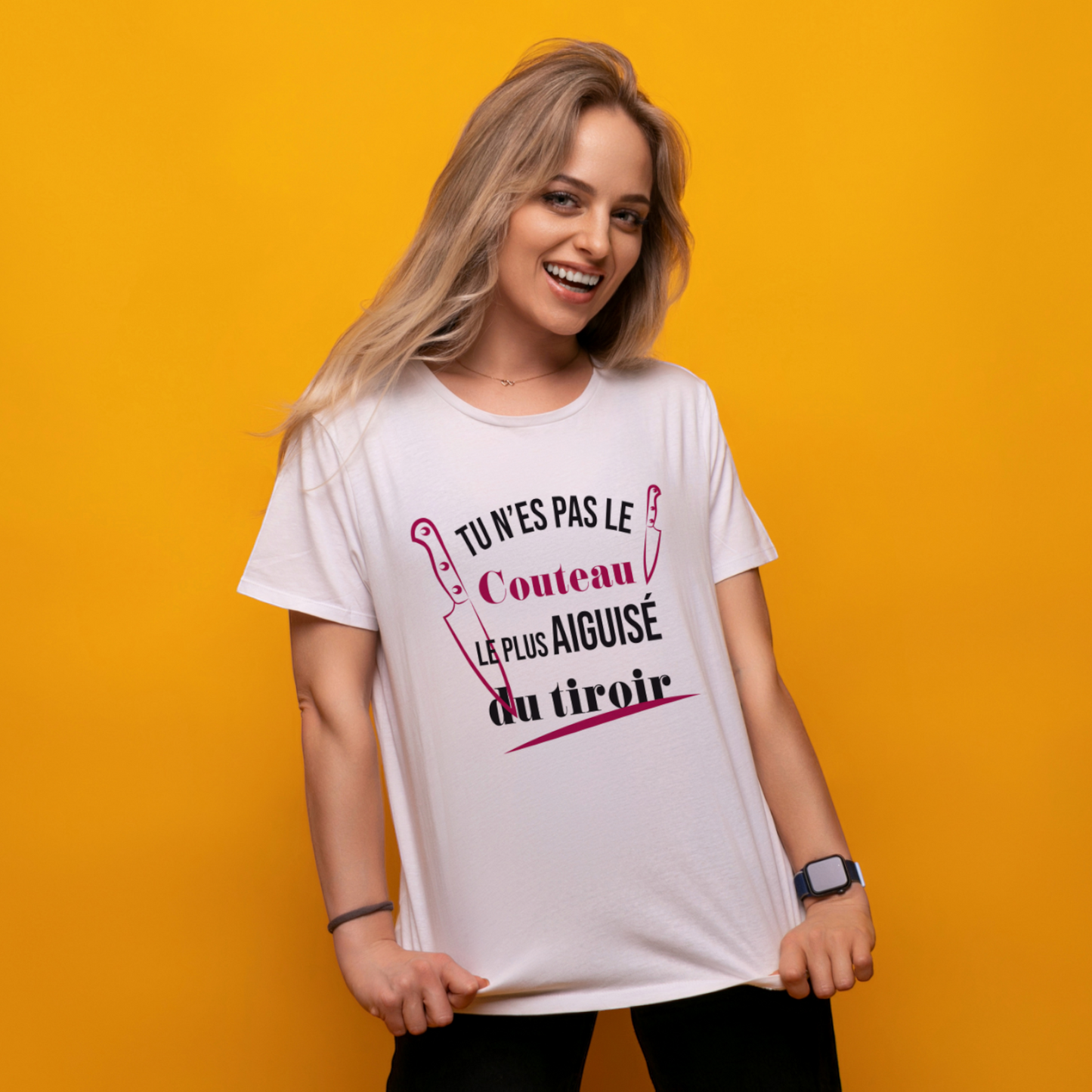 Damen T-Shirt „Du bist nicht das schärfste Messer in der Schublade“