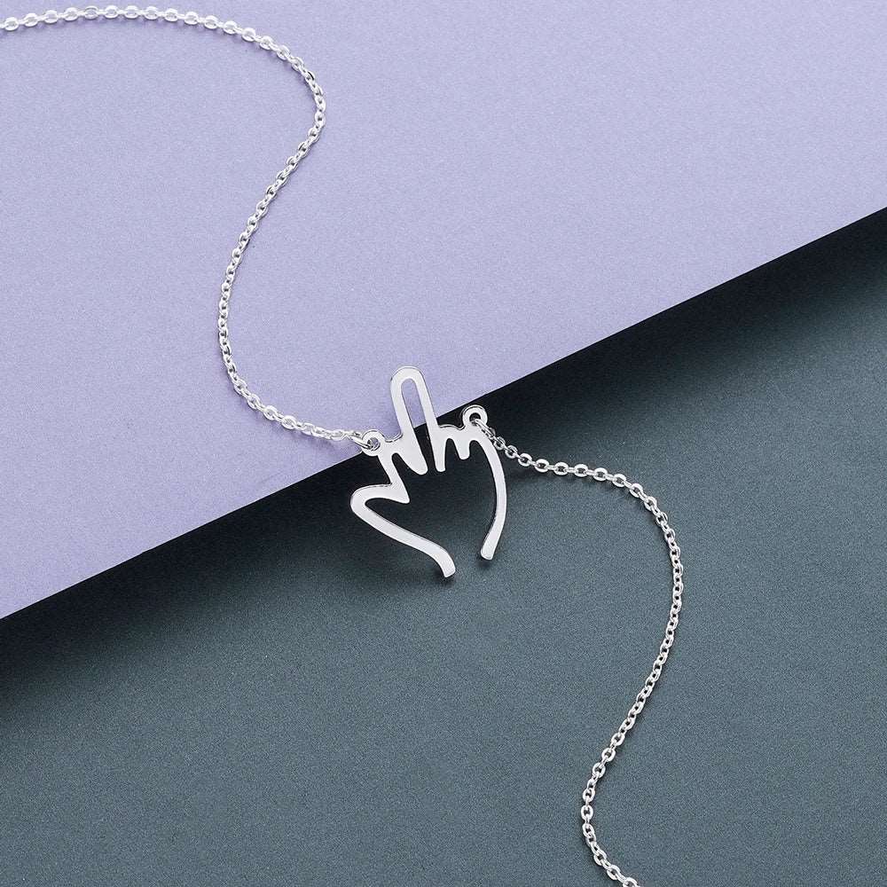 Collier Pendentif Doigt d'honneur couleur argent