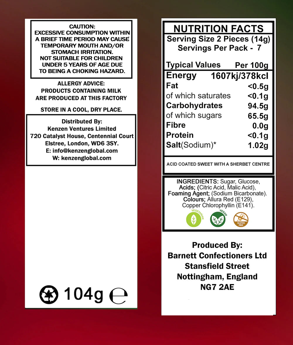 Barnetts Mega Sour 104g