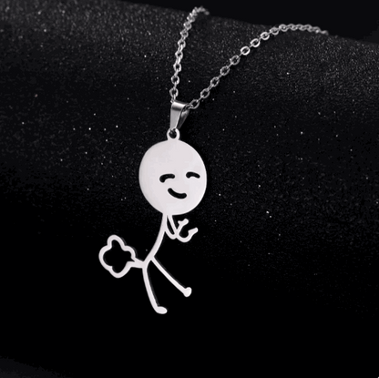 Collier Pendentif Stickman pète couleur argent