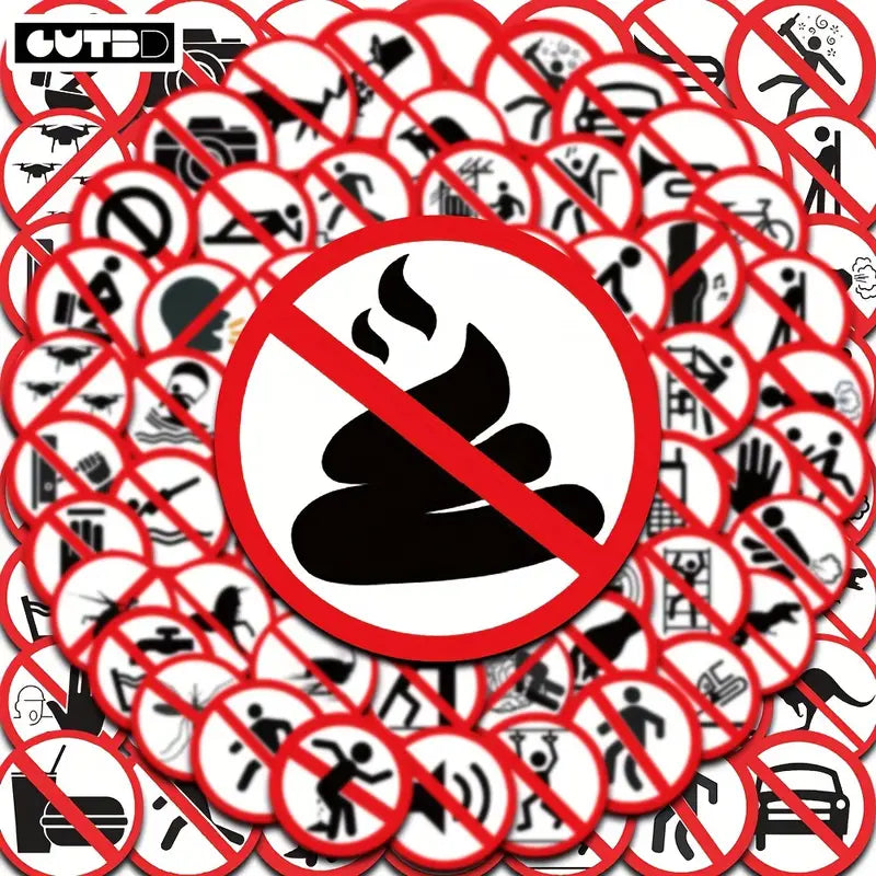 62 autocollants d'interdictions drôles